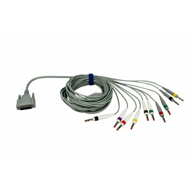Câble patient 10 brins fiche banane 4mm pour ECG Nihon Kohden