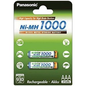 Piles rechargeables AAA 1000 Ni-mh Panasonic 1,2 V (Blister de 2)