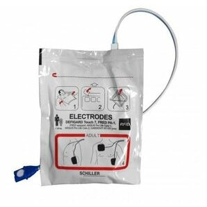 Electrodes adulte Schiller pré-connectées pour défibrillateur Fred PA-1, Easy Port Plus, DG Touch 7, HD-7 (Lot de 2)
